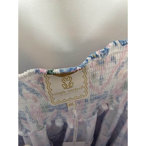 NWT Simply Southern Ribbon Tiered Mini Dress Size XXL Blue Pink White Ruffles - Picture 8 of 13